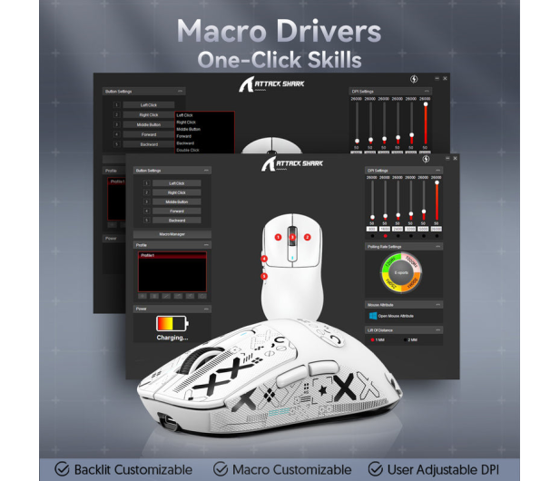 Attack Shark Outlet X3PRO 8kHz PAW3395 Omron czarna - 1560576 - zdjęcie 6